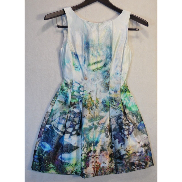 Zara‎ Basics Dress XS Aquarium Print Tulip Mini Holiday Bloggers Fav NWOT - Picture 3 of 16